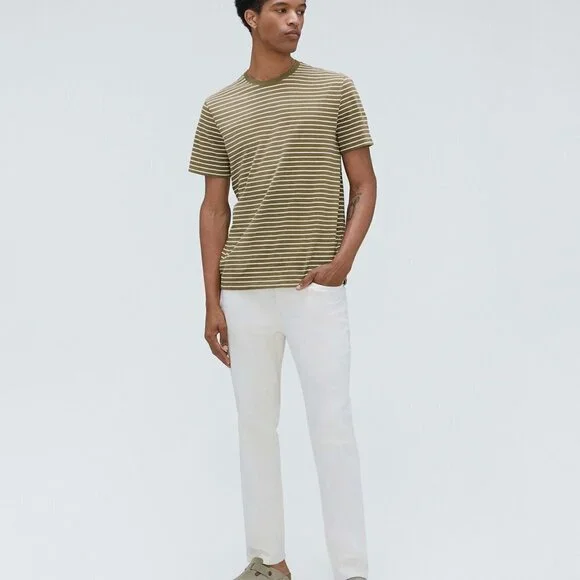 Everlane The Organic Cotton Crew | Uniform Olive Stripe M - Picture 5 of 8